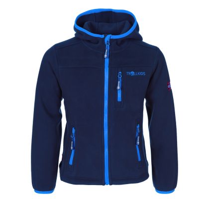 TrollKids Kids Stavanger Jacket marine/hellblaue winddichte Fleecejacke (706-110)