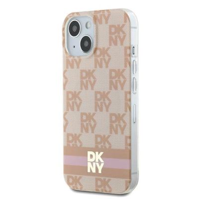 2. DKNY IML Checkered Mono Pattern & Printed Stripes MagSafe-Hülle für iPhone 15 / 14 / 13 – Rosa