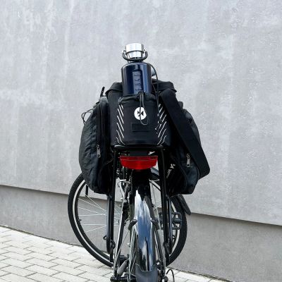 19. Wozinsky Fahrrad-Gepäckträgertasche mit Schultergurt, 9 l (Regenschutz inklusive), Schwarz (WBB22BK)