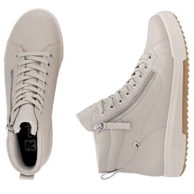 5. Rieker W0164-60 bequeme beige Damen-Lederstiefeletten
