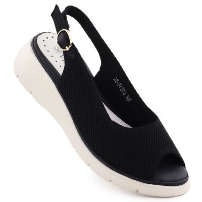 4. Schwarze Damen-Keilsandalen aus Textil, Modell Vinceza 97303