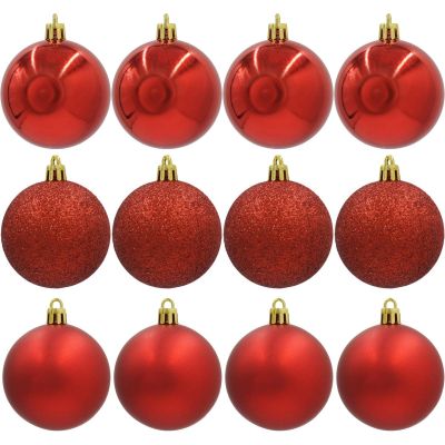 3. Dekorative Kunststoffkugeln, 12 Stück, 60 mm, rot