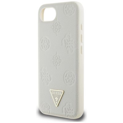 6. Guess Grained Hot Stamp Peony Triangle Logo MagSafe Hülle für iPhone 16e - Beige