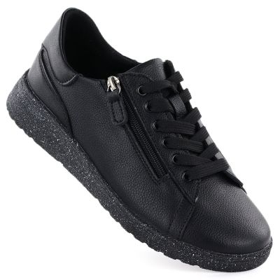 Schwarze Damen-Lederschuhe mit hohem Absatz, Jezzi 138