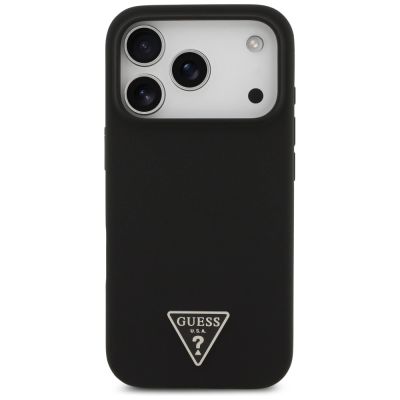 3. Guess Silikon Triangle Logo MagSafe Case für iPhone 17 Pro Max - Schwarz