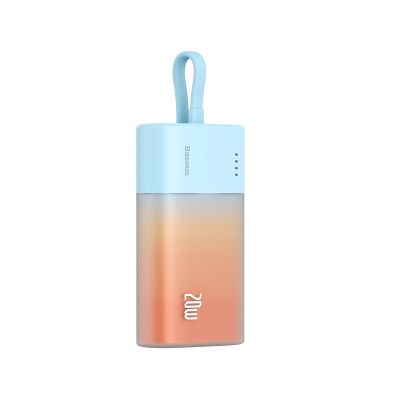 7. Baseus Popsicle 5200mAh 20W Powerbank mit integriertem Lightning Kabel (+ weißes Baseus Simple USB-C - USB-C 60W/20V/3A/30cm Kabel) - Blau-Orange