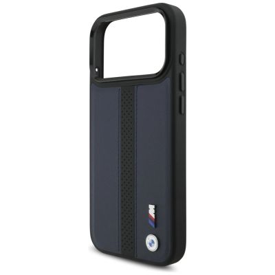6. BMW M MagSafe Hülle mit perforiertem Streifenlogo für iPhone 17 Pro Max – Marineblau