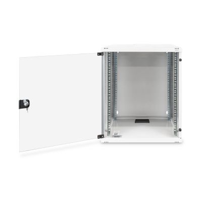 5. Digitus 19" 12HE Wand-Netzwerkschrank, 540 x 400 mm, Glastür, grau, ungeteilt, unmontiert, 60 kg