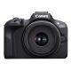 3. Canon EOS R100 spiegellose Systemkamera + RF-S 18-45mm F4.5-6.3 IS STM Objektiv, 24,1 MP, ISO-Empfindlichkeit (max.) 12800, Displaydiagonale 3,0 Zoll, WLAN-Netzwerk: Automatisch/Manuell, CMOS-Sensor, Schwarz