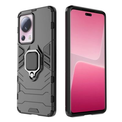 12. Ring Armor-Hülle für Xiaomi 13 Lite, gepanzerte Abdeckung, magnetischer Halterungsring, schwarz