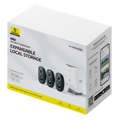 3. Baseus Security N1 2K Outdoor-Kameraset (3 Kameras + Basisstation) – Weiß