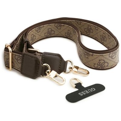 8. Guess 4G Strass Logo & Big Strap Metal Buttons MagSafe Case für iPhone 17 - Braun