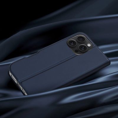 12. Dux Ducis Skin Pro Hülle für iPhone 16 Pro Max mit Klappe und Kartenfach – Blau