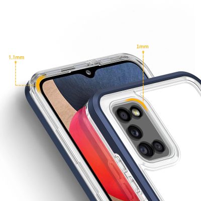 4. Klare 3in1 Hülle für Samsung Galaxy A03s (166) Rahmen Gel Cover Blau