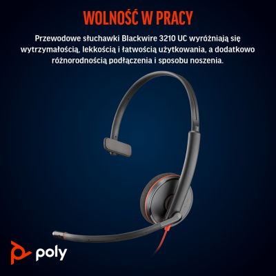 12. Poly Blackwire 3210 Mono-USB-C-Headset + USB-C/A-Adapter