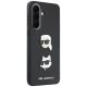 4. Karl Lagerfeld Hülle mit Karl & Choupette Köpfen Pins & Logo für Samsung Galaxy A57 5G - Schwarz