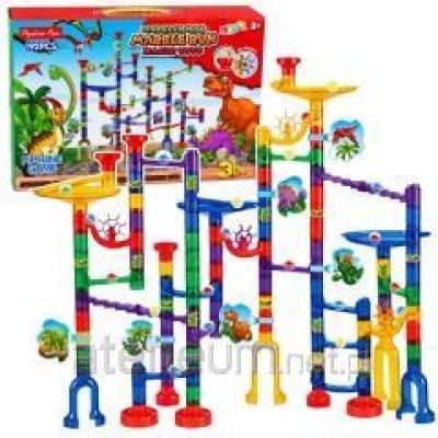 Konstruktionsset Kugelbahn Tunnel Bunte Dinosaurier 192 Teile.