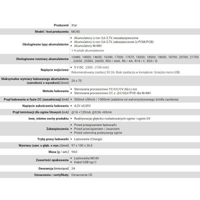 7. XTAR Ladegerät für zylindrische Lithium-Ionen-Akkus MC4S