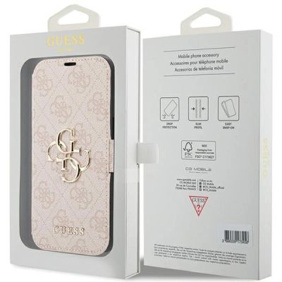 8. Guess 4G Metal Logo Hülle für iPhone 15 / 14 / 13 – Rosa