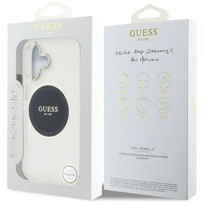 8. Guess IML Metal Colored Circle Classic Logo MagSafe Hülle für iPhone 16 - Schwarz