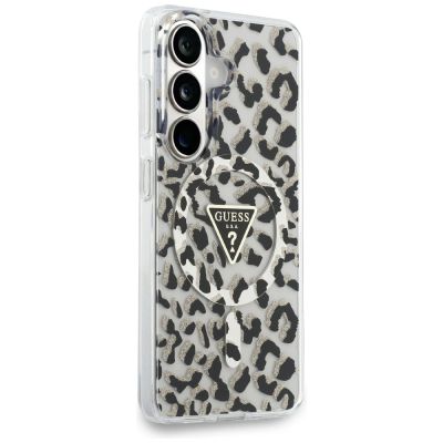 4. Guess IML Leopard Print Triangle MagSafe Hülle für Samsung Galaxy S26 - Schwarz
