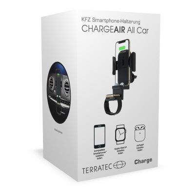 5. Terratec ChargeAir Aktive Autohalterung für Mobiltelefone/Smartphones und Smartwatches, Schwarz