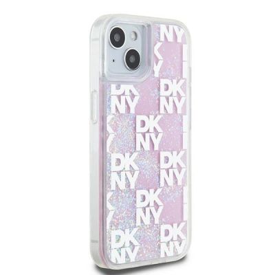 4. DKNY Liquid Glitter Multilogo Hülle für iPhone 15 / 14 / 13 – Rosa