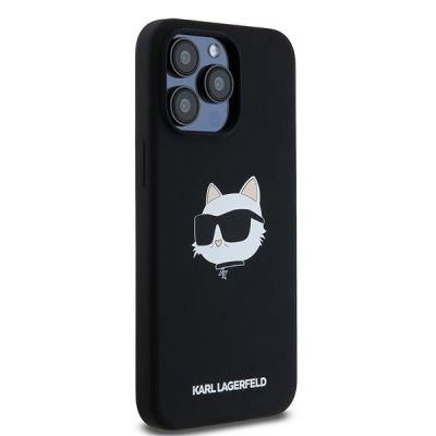 4. Karl Lagerfeld Silikon Choupette Head MagSafe Hülle für iPhone 15 Pro – Schwarz