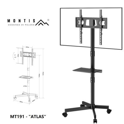 13. MONTIS Mobile TV-Halterung 23"-60" MT191 ATLAS / Schwarz / VESA 400x400