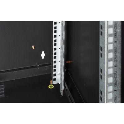7. Digitus Unique 19" 12U 600x600 Wand-Netzwerkschrank, Glastür, schwarz, ungeteilt, montiert, 100 kg