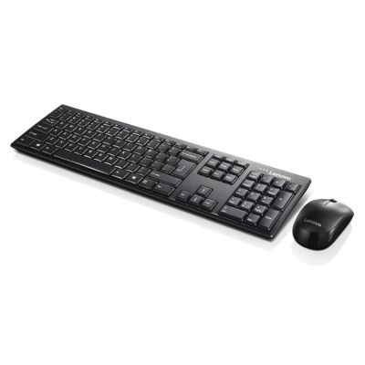Lenovo 100 Wireless Combo Tastatur & Maus Set GX30L66303 (USB 2.0; (EN); schwarz; optisch; 1000 DPI)