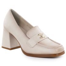 Beige Damen-Mokassins mit Absatz, Potocki SZ12783