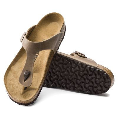 4. Birkenstock Gizeh Oiled Leather Tobacco Brown Schmale Damen Flip-Flops (0943813)