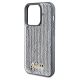 6. Guess Pailletten-Schriftzug-Metallgehäuse für iPhone 14 Pro Max – Silber