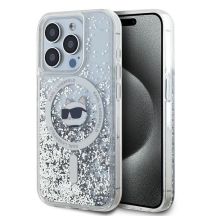 Karl Lagerfeld Liquid Glitter Choupette Head MagSafe-Hülle für iPhone 14 Pro Max – transparent