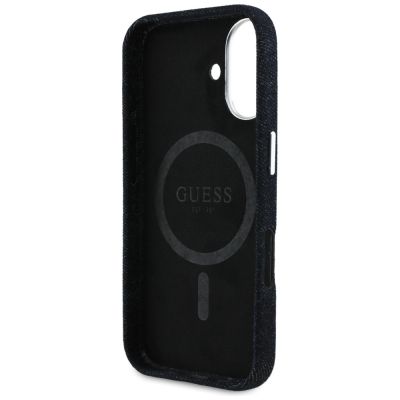 7. Guess Denim Triangle Logo MagSafe Hülle für iPhone 16 - Schwarz