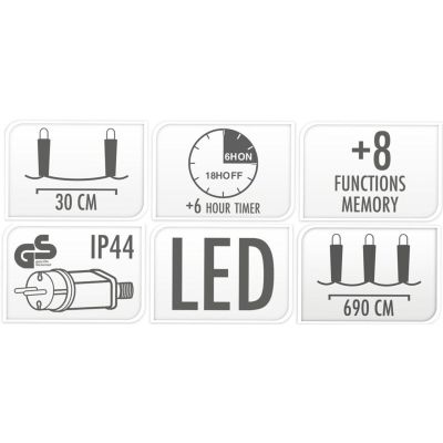 17. Lampen, Lichtvorhänge, eisig, für den Außenbereich, 72 LEDs, kaltweiß, mit Zeitschaltuhr