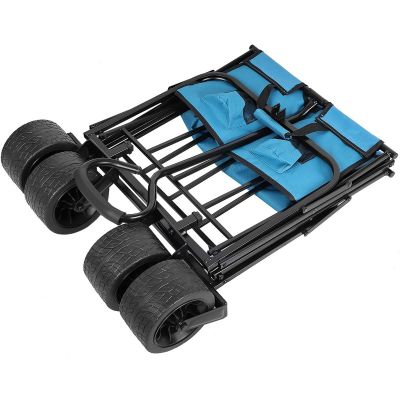 5. Deluxe Faltbarer Reise- und Strandbuggy 66x48x90cm mit Griff, Blau