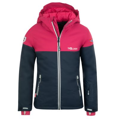 Trollkids Mädchen Hallingdal Jacke mit Kapuze, Marineblau/Pink (223-114)