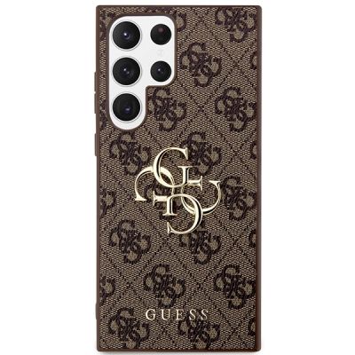 3. Guess 4G Big Metal Logo Hülle für Samsung Galaxy S24 Ultra - Braun
