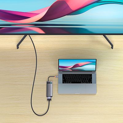 9. Baseus Metal Gleam Series HUB 7-in-1 Dockingstation USB Typ C - 1 x HDMI / 1 x VGA / 3 x USB 3.2 Gen. 1 / 1 x Power Delivery / 1 x RJ-45 Ethernet grau (WKWG040013)