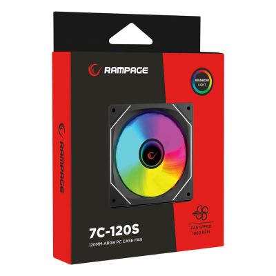 3. RAMPAGE Gehäuselüfter 120 mm, 1800 RPM, Infinite Loop ARGB, Schwarz, PWM