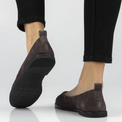 8. Damen-Ballerinas aus Wildleder, braun, DP7741