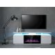 4. EVA TV-Schrank mit Elektrokamin, 180 x 40 x 52 cm, weiß/weiß glänzend