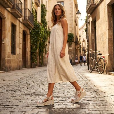 10. Beige Keilsandalen für Damen Rieker 67465-62