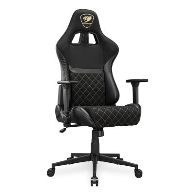 7. COUGAR CGR-A2F-GLB Universal-Gamingstuhl mit gepolsterter, bezogener Sitzfläche, Schwarz, Gold
