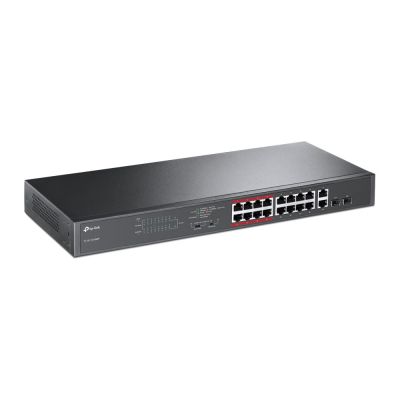 2. TP-LINK TL-SL1218MP PoE-Switch (16x 10/100Mbps, 2x 10/100/1000Mbps), Unmanaged PoE-Switch, 16 10/100 Mbps-Ports, 2 Gigabit-Ports, Hohe Gesamt-PoE-Stromversorgung - bis zu 30 W an jedem PoE-Port und 250 W für alle PoE-Ports*.