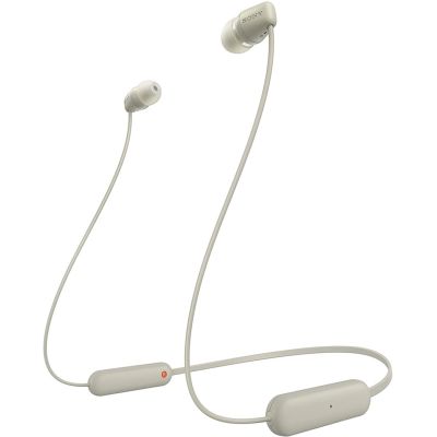 Sony WI-C100 Kabelloses In-Ear-Bluetooth-Headset für Anrufe und Musik, Beige
