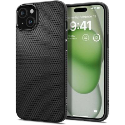 Spigen Liquid Air Hülle für iPhone 15 Plus – Mattschwarz