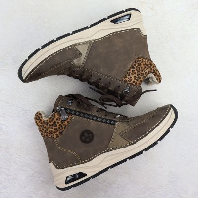 4. Braune Damen-Ankle-Boots mit Leopardenmuster, Rieker 44565-25